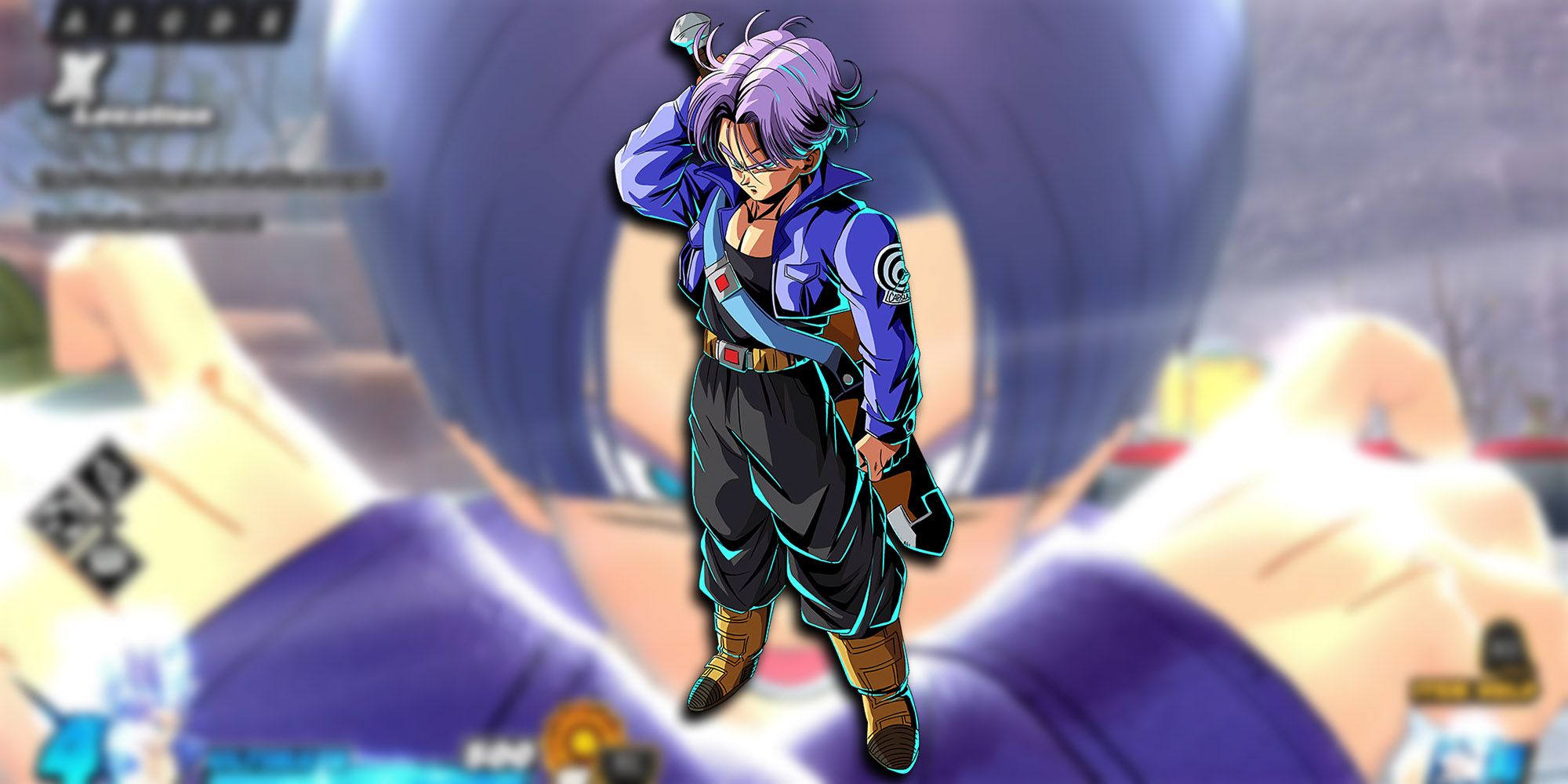 Dragon Ball The Breakers - Trunks Using Super Attack In-Game With Trunks PNG Overlaid On Top