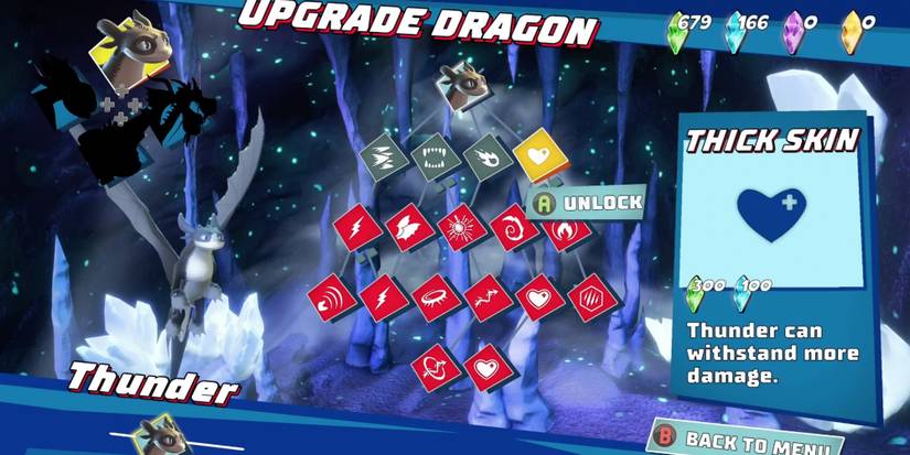 Thunder upgrades his skills after collecting gems