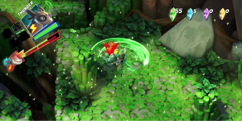 Thunder uses fast attacks to kill Crimson Gembreaker