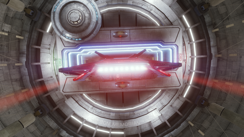 A Krait Phantom boosting out of the station.