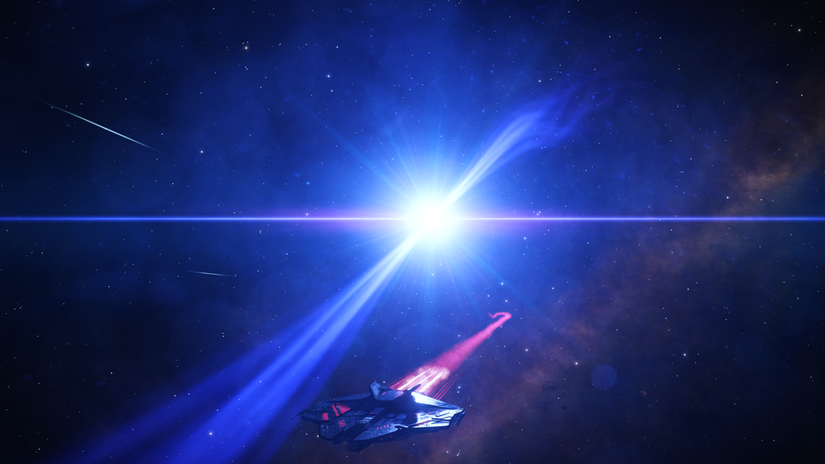 A Krait flying by the cone coming off a neutron star.