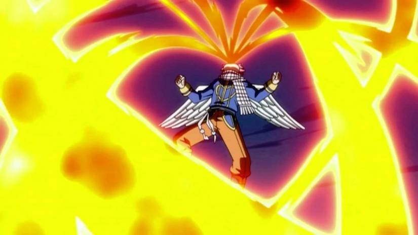 Natsu eating fire with Dragon Slayer Magic