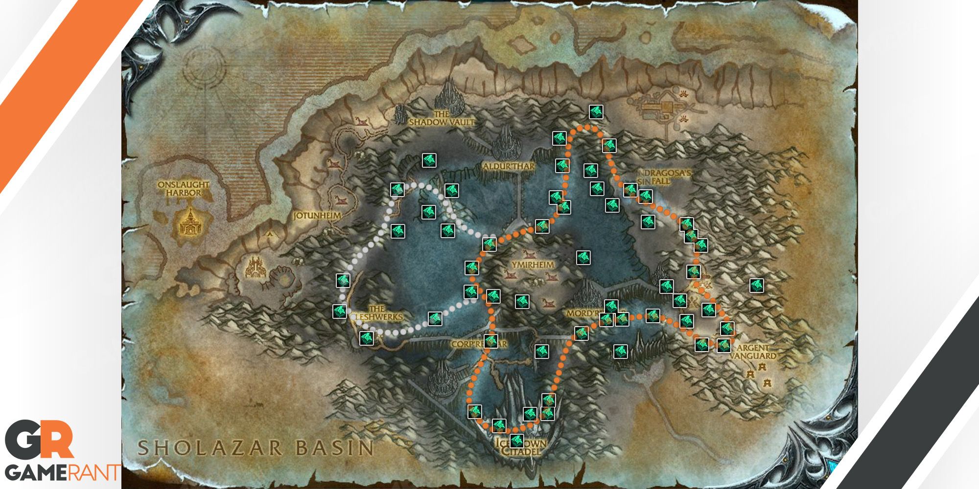 map of icecrown zone in wow classic northrend highlighting where to farm saronite ore