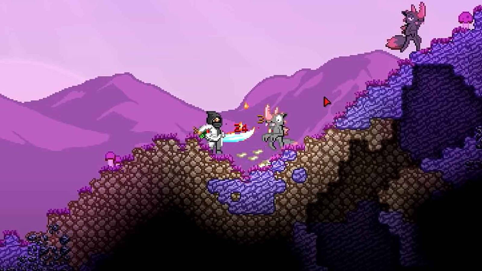 Using a melee weapon in Starbound