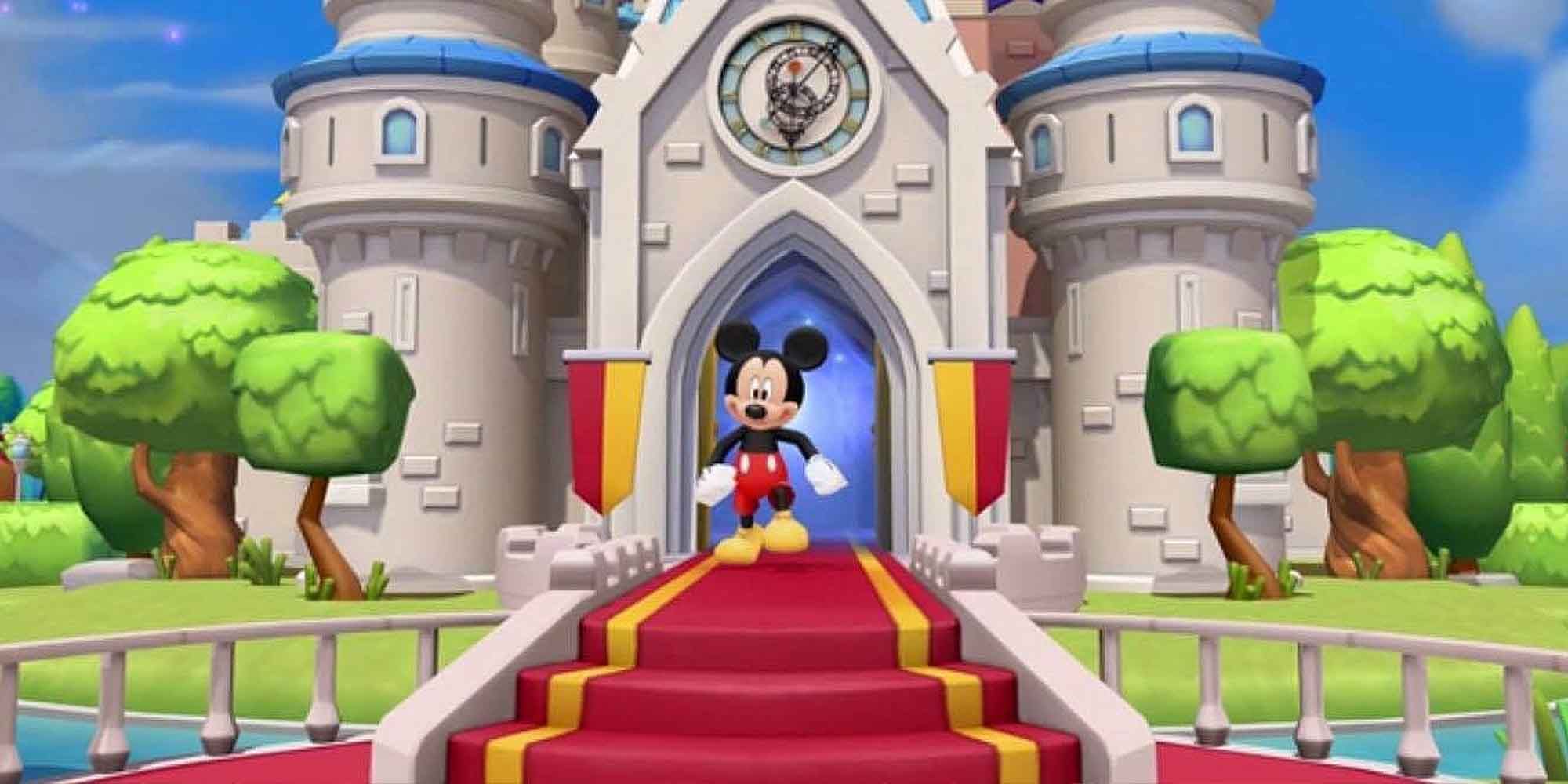 Micky Mouse leaving a castle