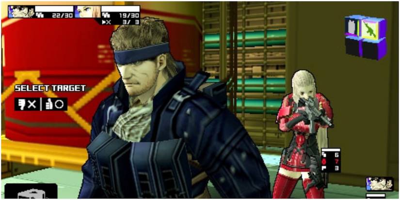 Fighting a battle in Metal Gear Acid 2