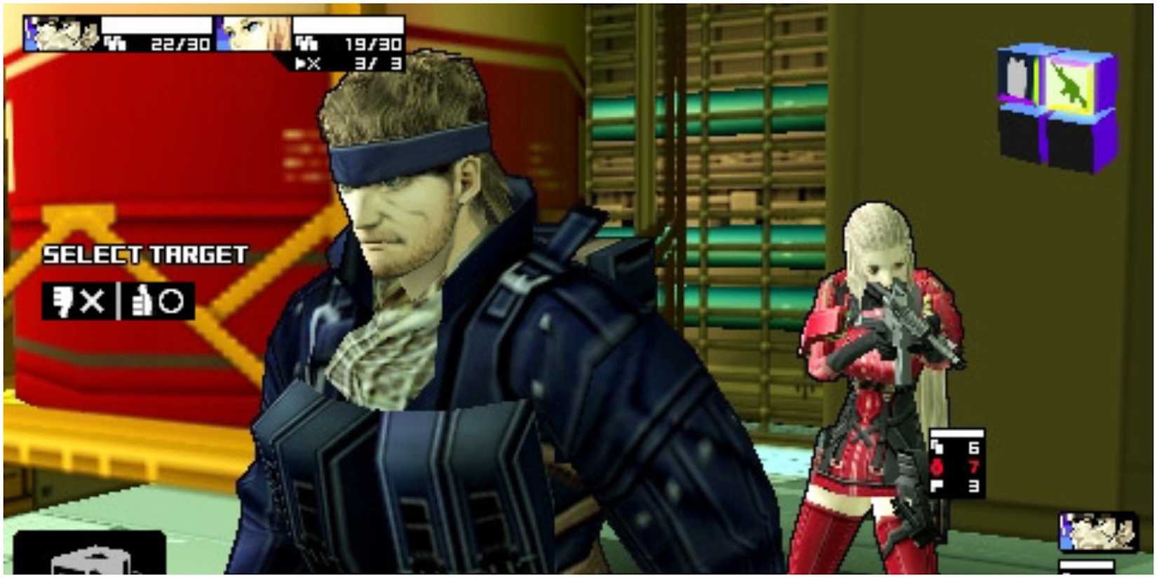 Fighting a battle in Metal Gear Acid 2