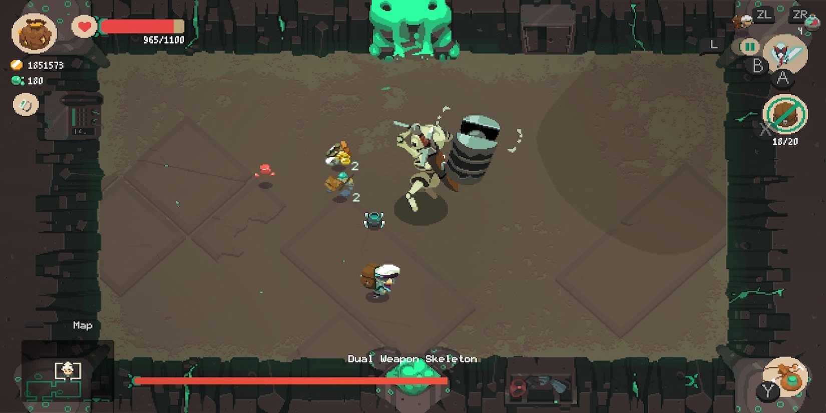Fighting a boss in Moonlighter