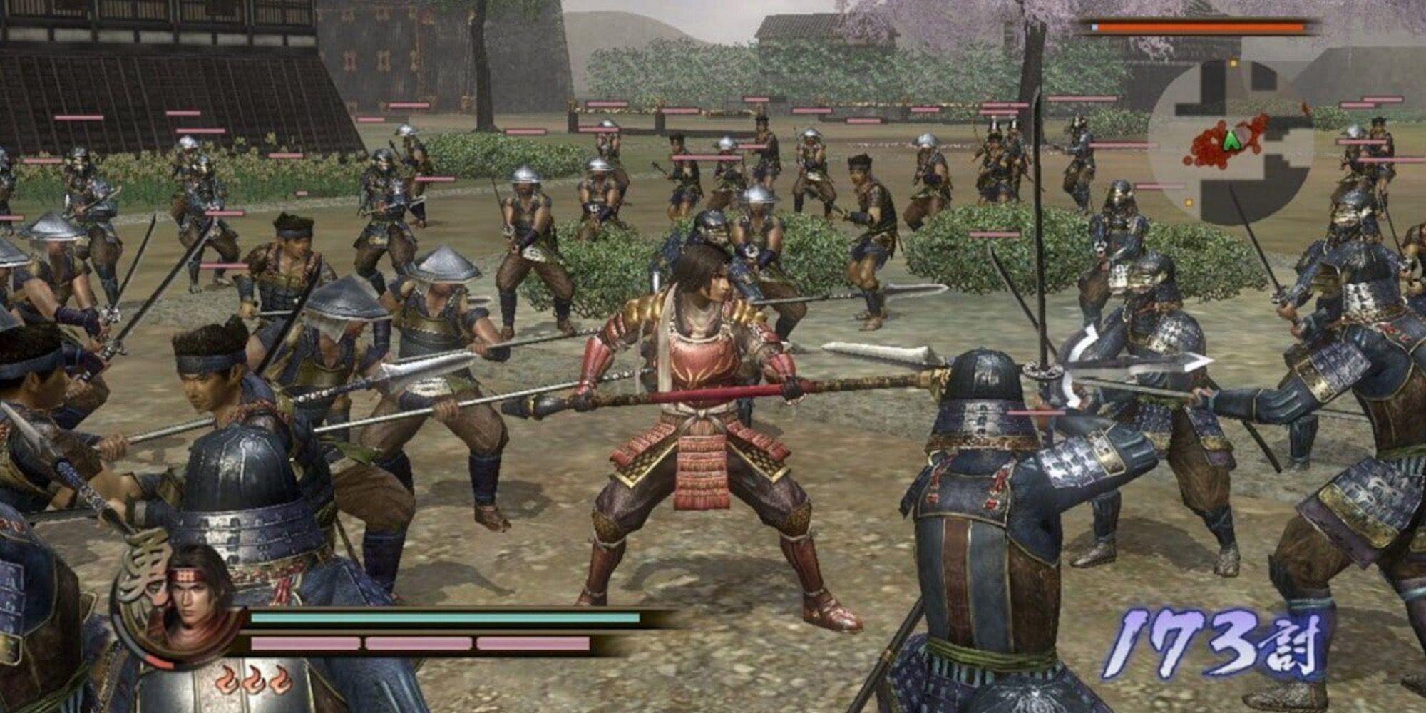 Fighting enemies in Samurai Warriors 2