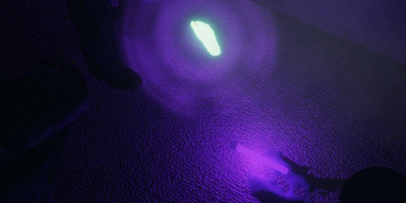 Footprints near a Glowstick