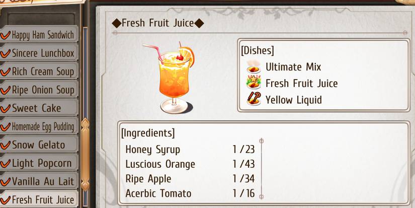 Fresh Fruit Juice recipe and ingredient list