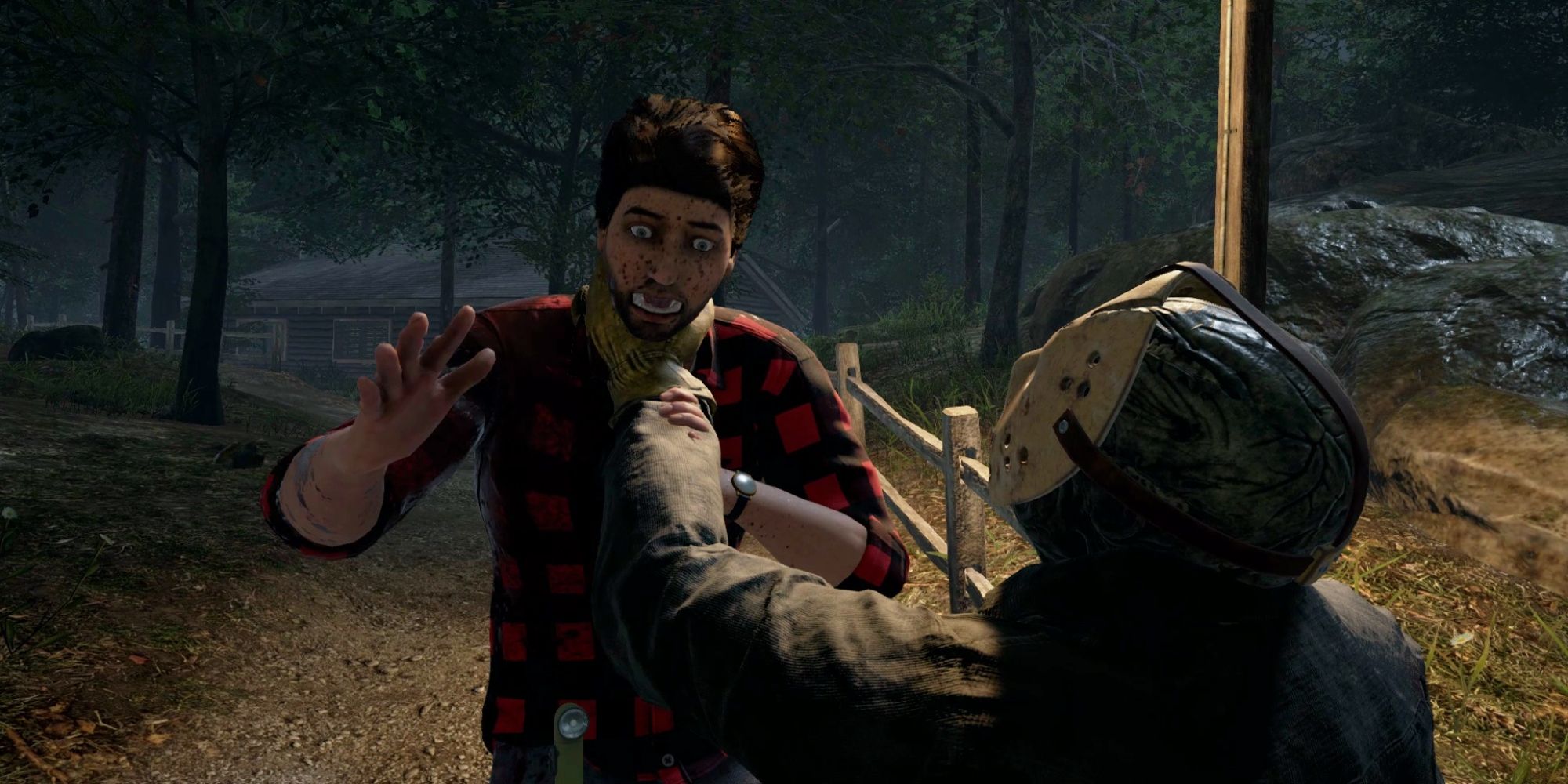 Jason Vorhees grabbing a counselor in Friday the 13th The Game
