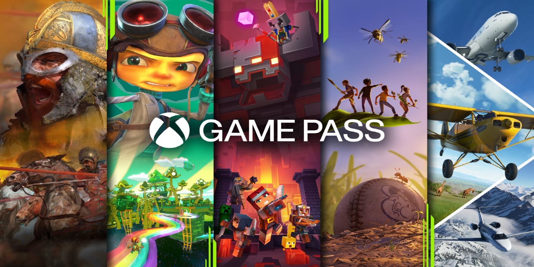 A collage of games available on Microsoft's Xbox Game Pass service.