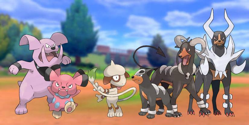 Pokemon's Snubbull and Granbull, Smeargle, and Houndour and Houndoom, including Houndoom's Mega Evolution.