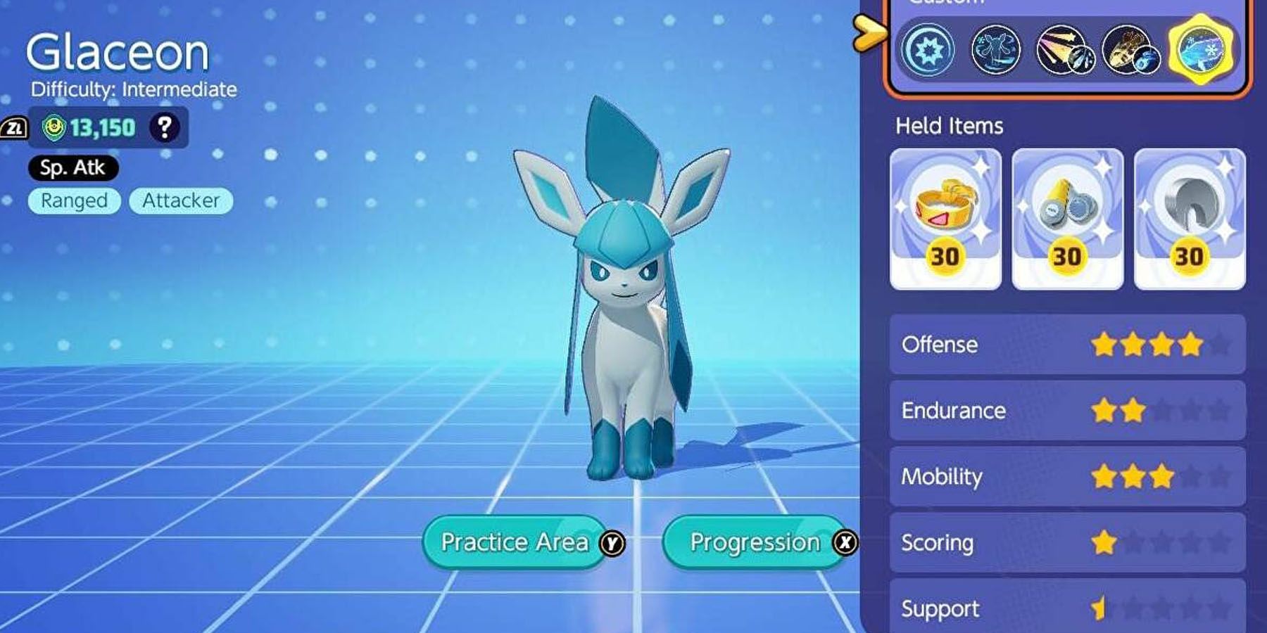 Glaceon Stats in Pokemon Unite