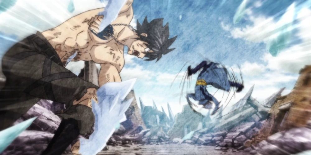 Gray Fullbuster defeating Invel Yura with the Zeroth Destruction Fist in the Fairy Tail anime