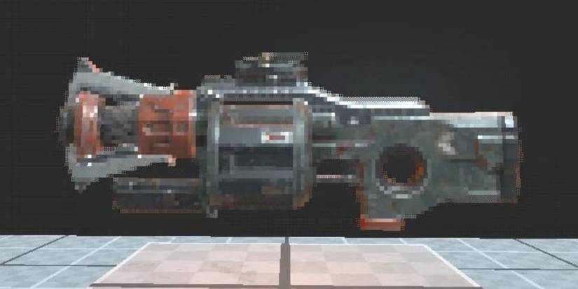 The Grenade Launcher on a stand in Prodeus 