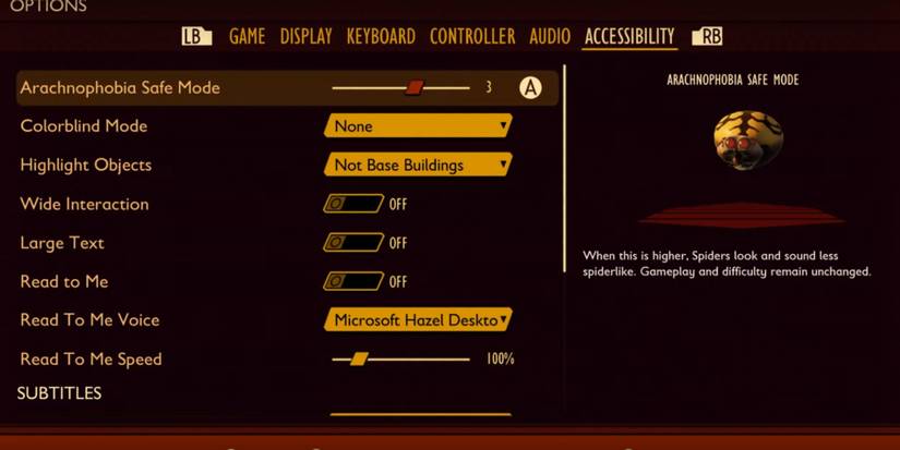 Grounded Arachnaphobia Slider