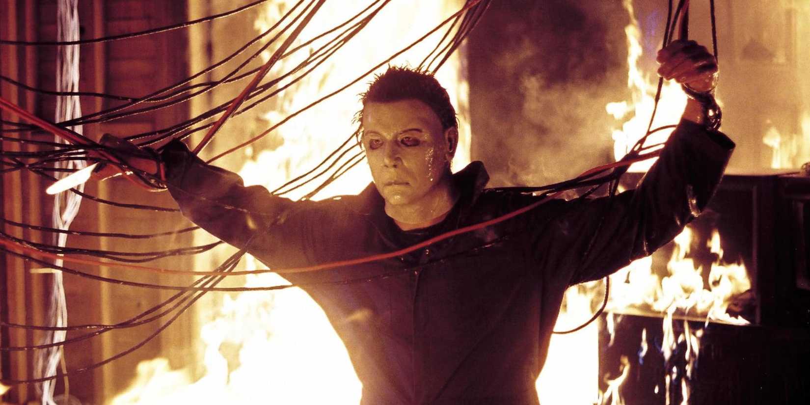 Michael Myers is electrocuted to death.