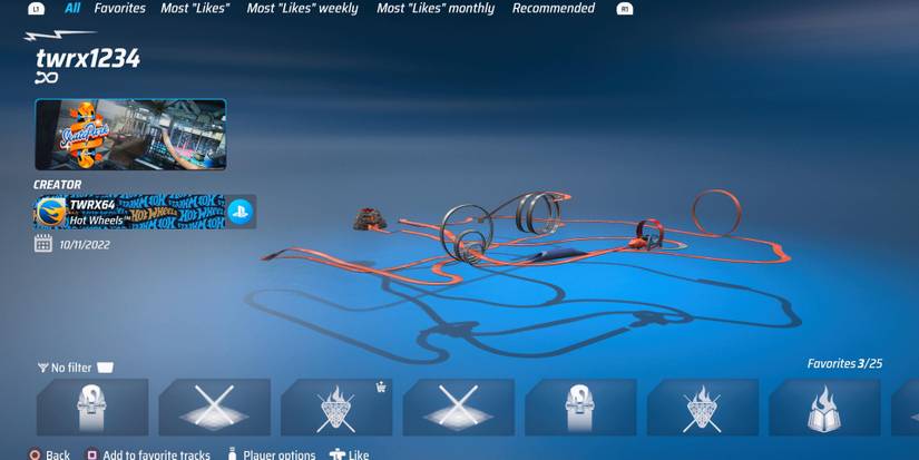 Community Track Menu for Hot Wheels Unleashed