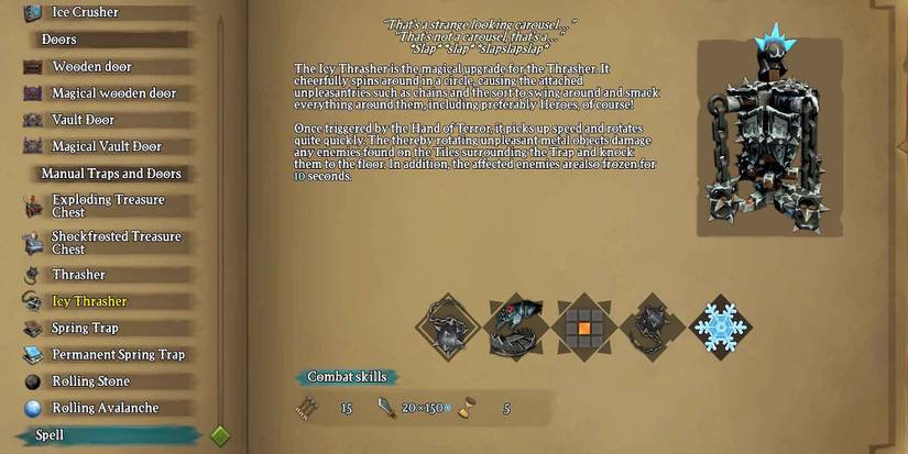 Almanac entry for the Icy Thrasher in Dungeons 3