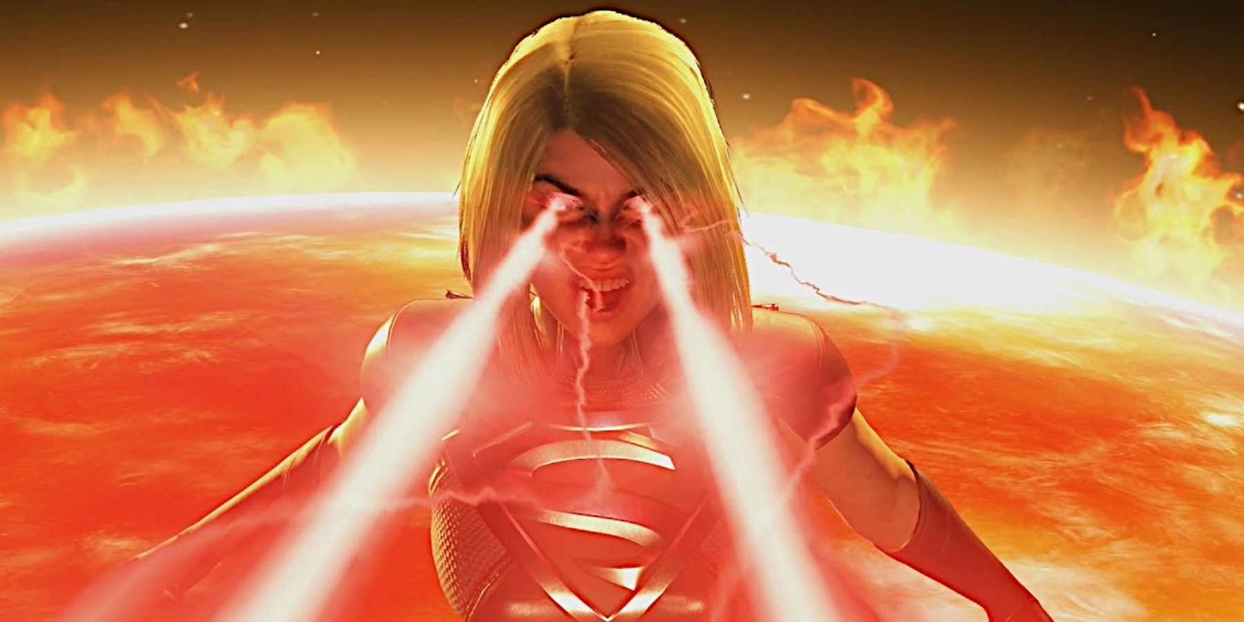 Injustice 2 Supergirl hitting a Super Move