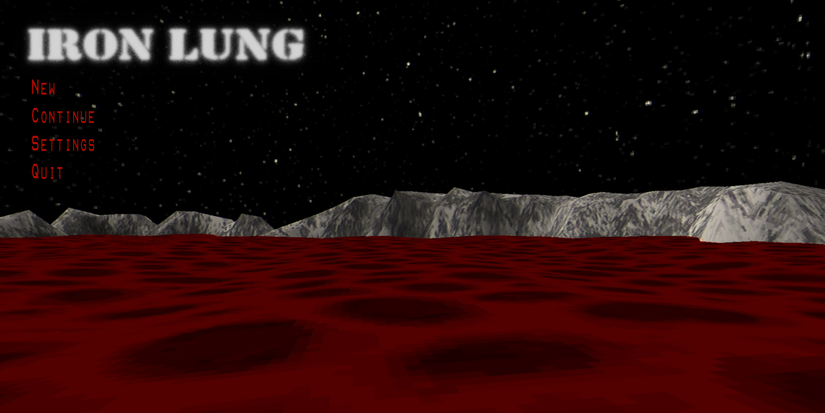 The title screen in Iron Lung