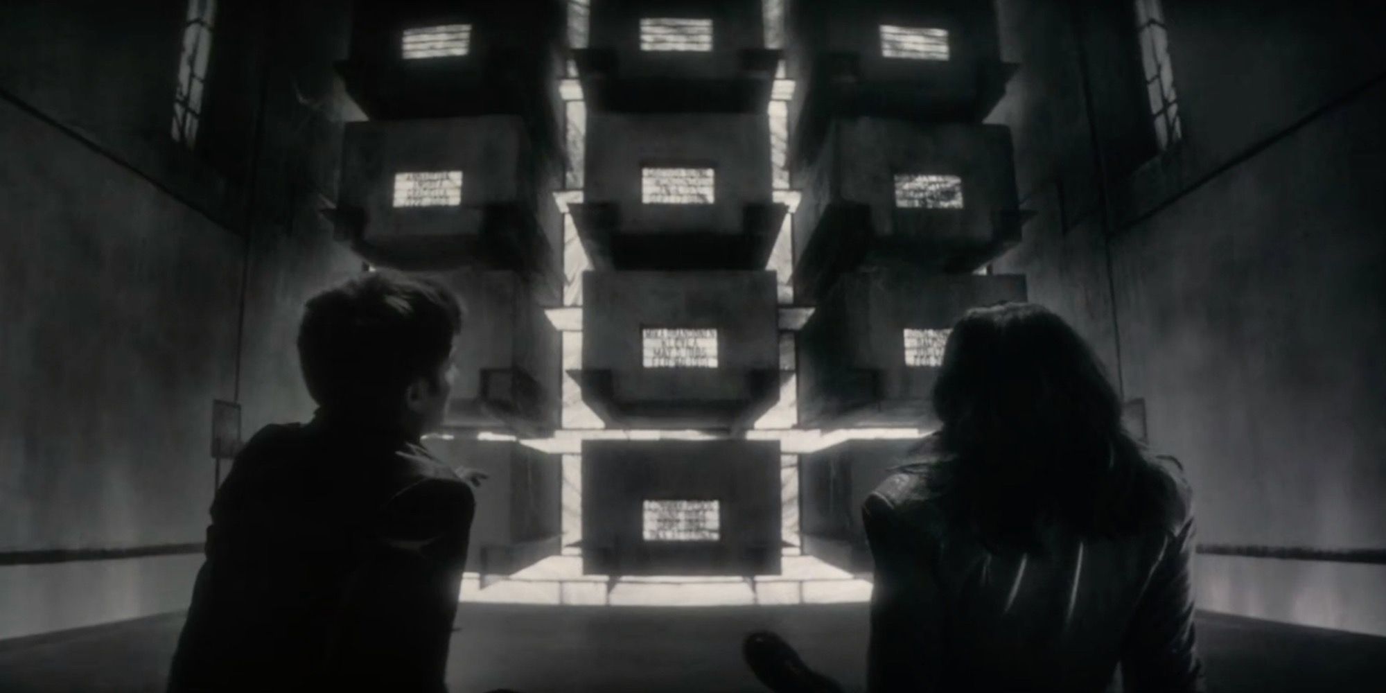 Jack and Elsa in a Mausoleum in Werewolf by Night