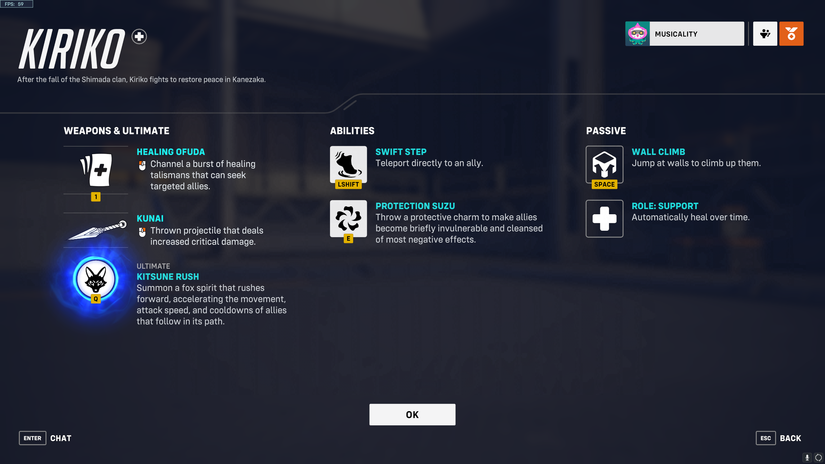 Kiriko Abilities Menu Overwatch 2