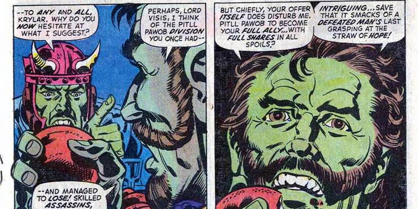 Krylar in a Marvel comic book panel