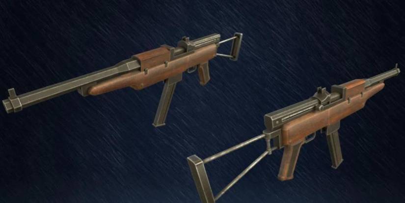 The Lionclaw mc.VIII submachine gun at two different angles in Foxhole