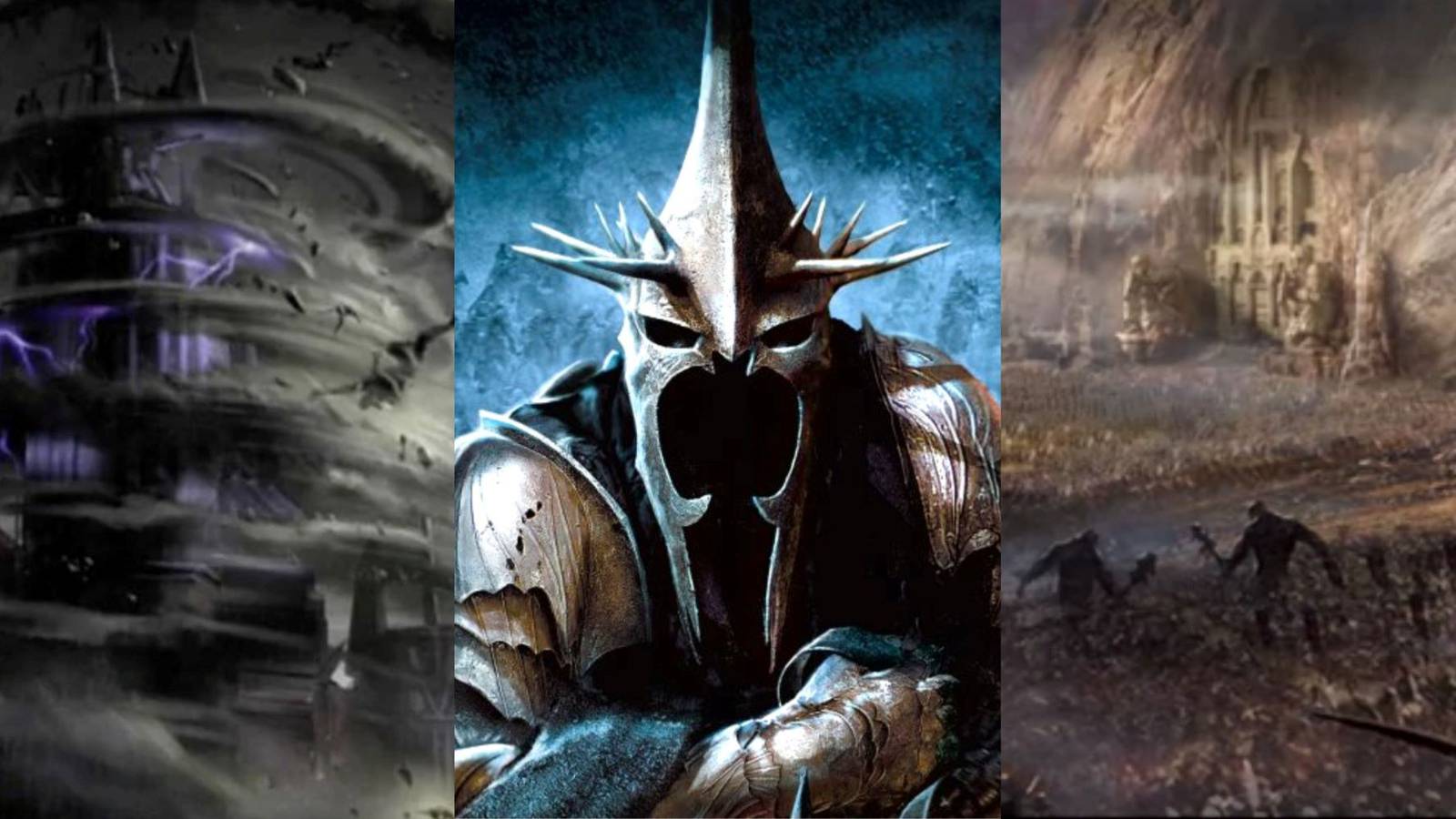 Left - Destruction of Dol Guldur, Center - Witch King of Angmar, Right - Battle at the gates of Erabor