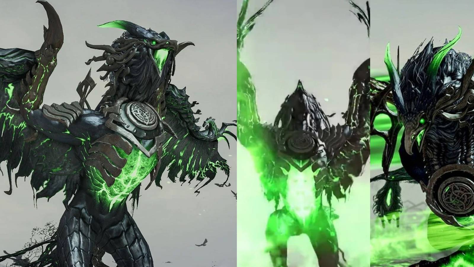 Split image with three different views of Deskaluda in Lost Ark