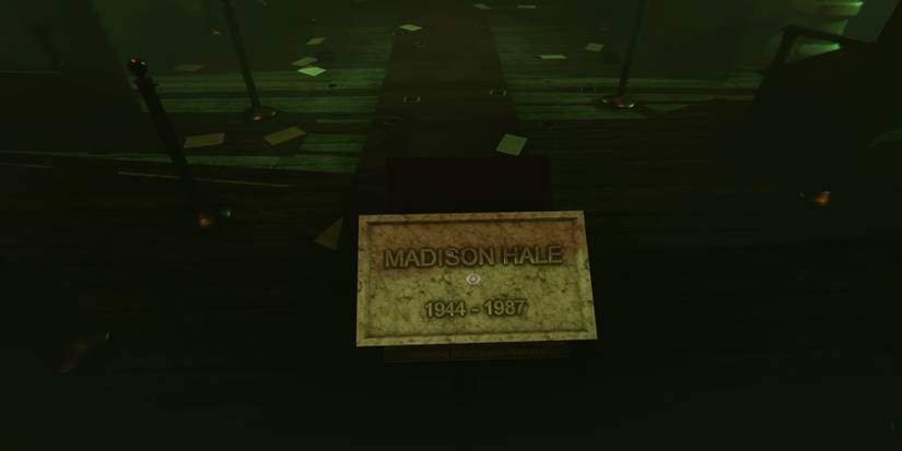 Epitaph depicting the words MAD SON and Madison Hale's birth/death years.