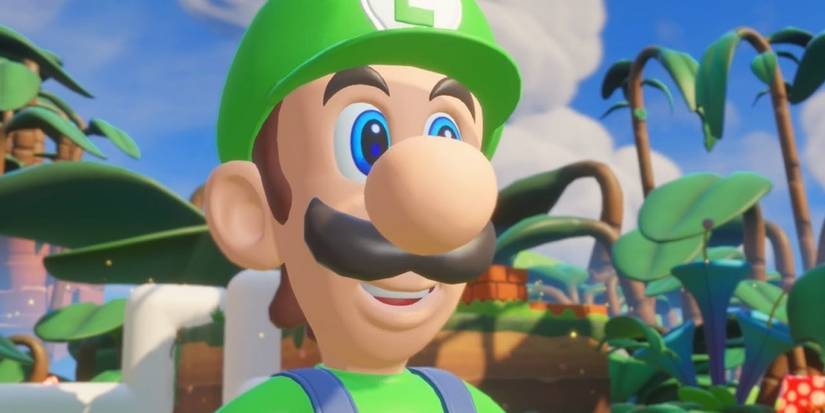 Mario + Rabbids Kingdom Battle Luigi smiling in up close cinematic
