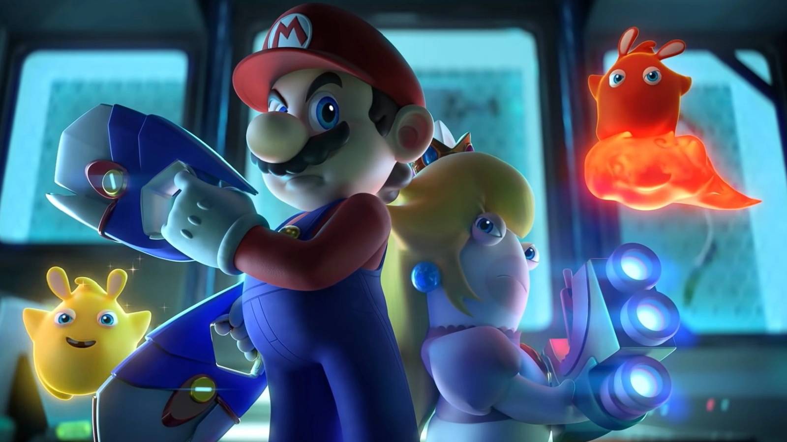 Promotional shot of Mario and Rabbid Peach from Mario + Rabbids Sparks of Hope