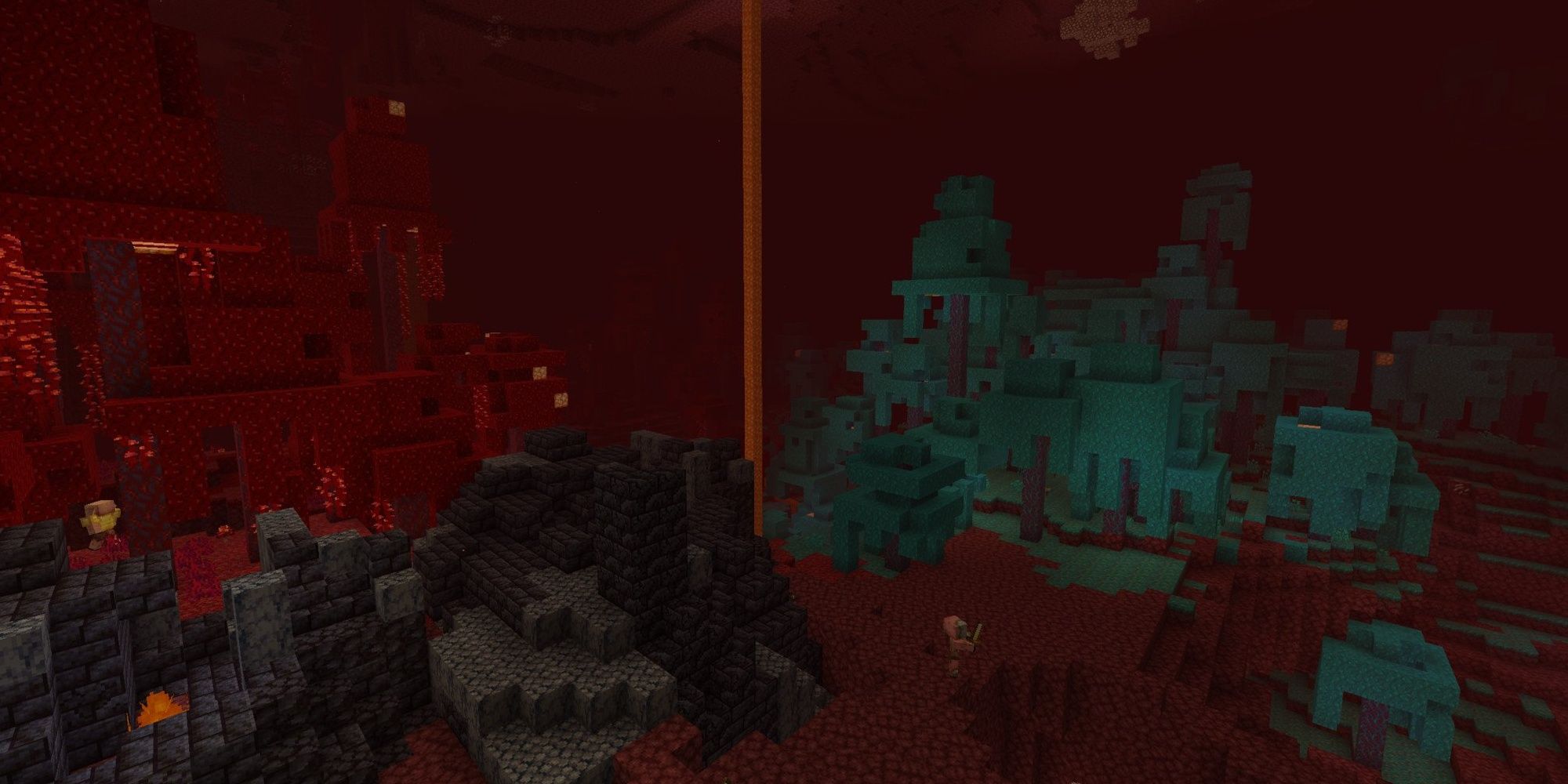 A widespread view of the Nether in Minecraft