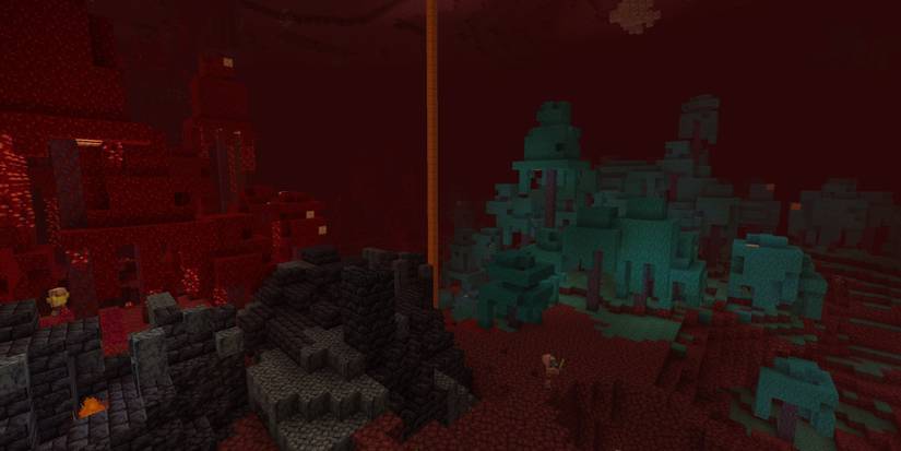 A widespread view of the Nether in Minecraft