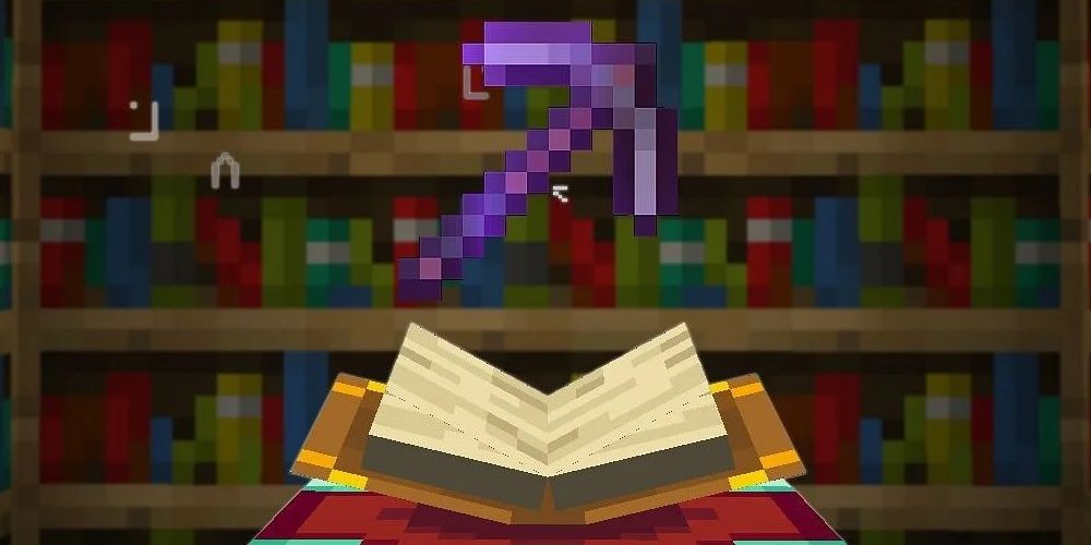 Pickaxe with silk touch enchantment in Minecraft