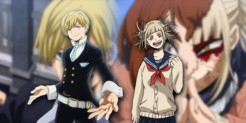 My Hero Academia - PNGs Of Monoma And Toga Over Images Of Them Using Their Quirks