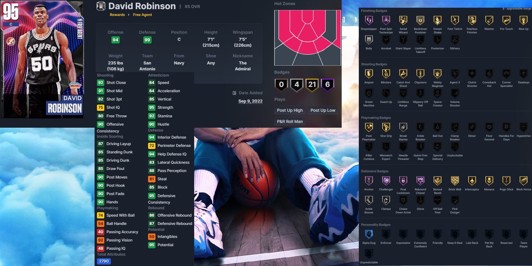 NBA 2K23 David Robinson Free Agent Card