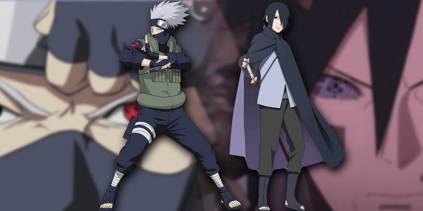 Naruto - PNGs Of Kakashi And Sasuke Over Images Of Them Using Their Sharingan And Rinnegan