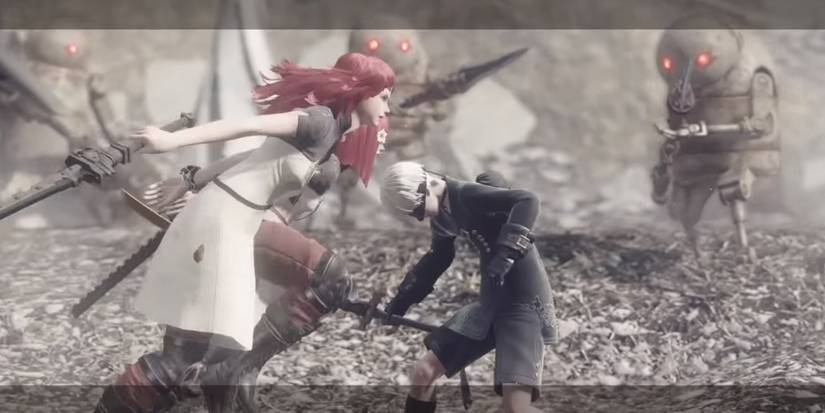 Nier Automata Devola And Popola Helping 9s