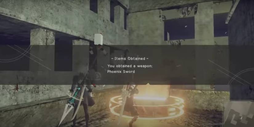 Nier Automata opening a chest