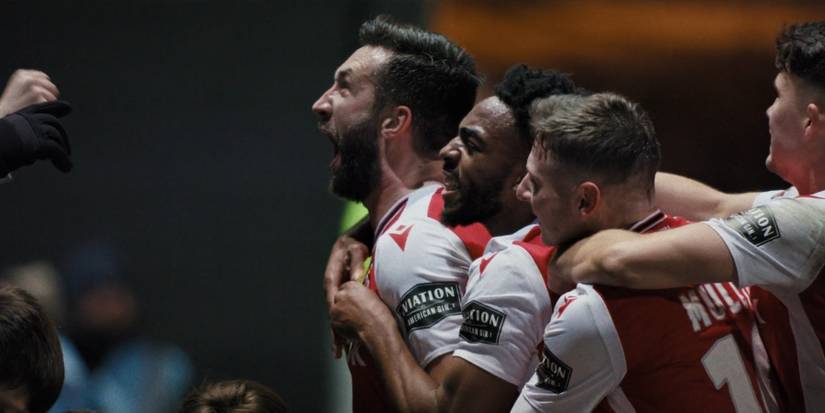 Ollie Palmer celebration in Welcome to Wrexham