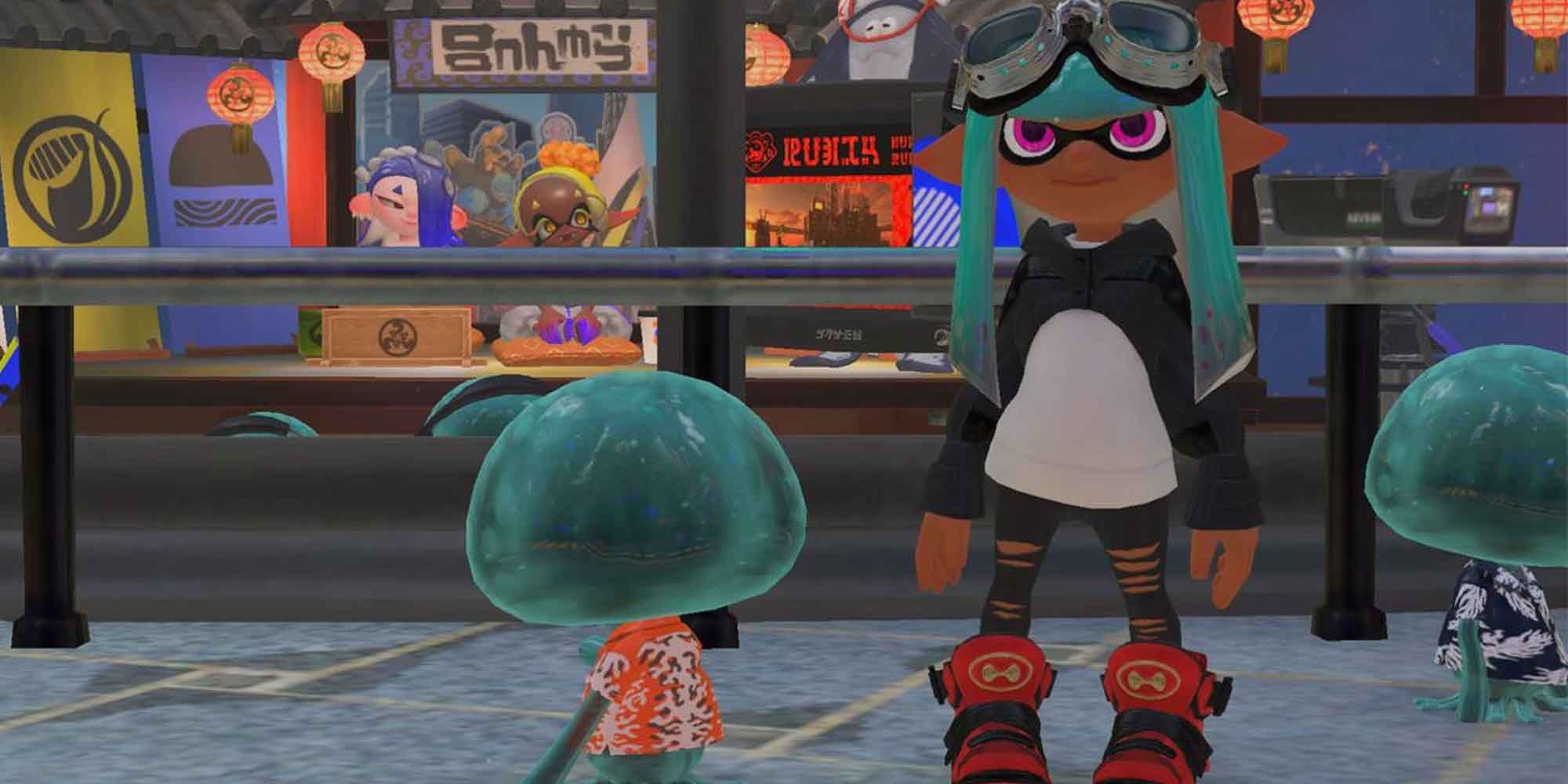 Trying on the Orca Bolero shirt in Splatoon 3