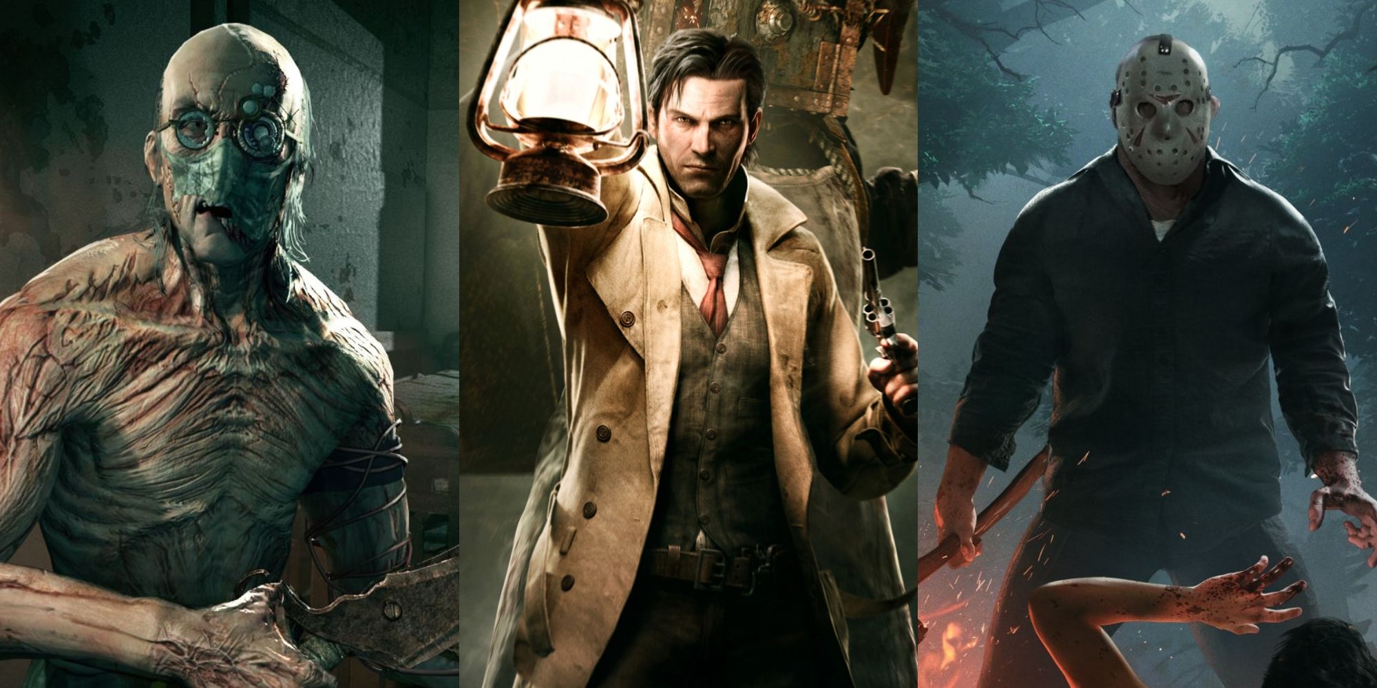 Split image of Outlast, The Evil Within and Friday the 13th: The Game