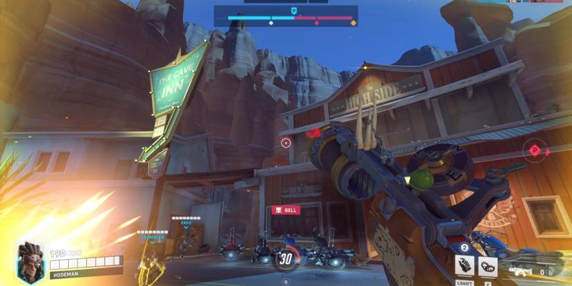 Overwatch 2 Junkrat Hitting Sombra Over A Building