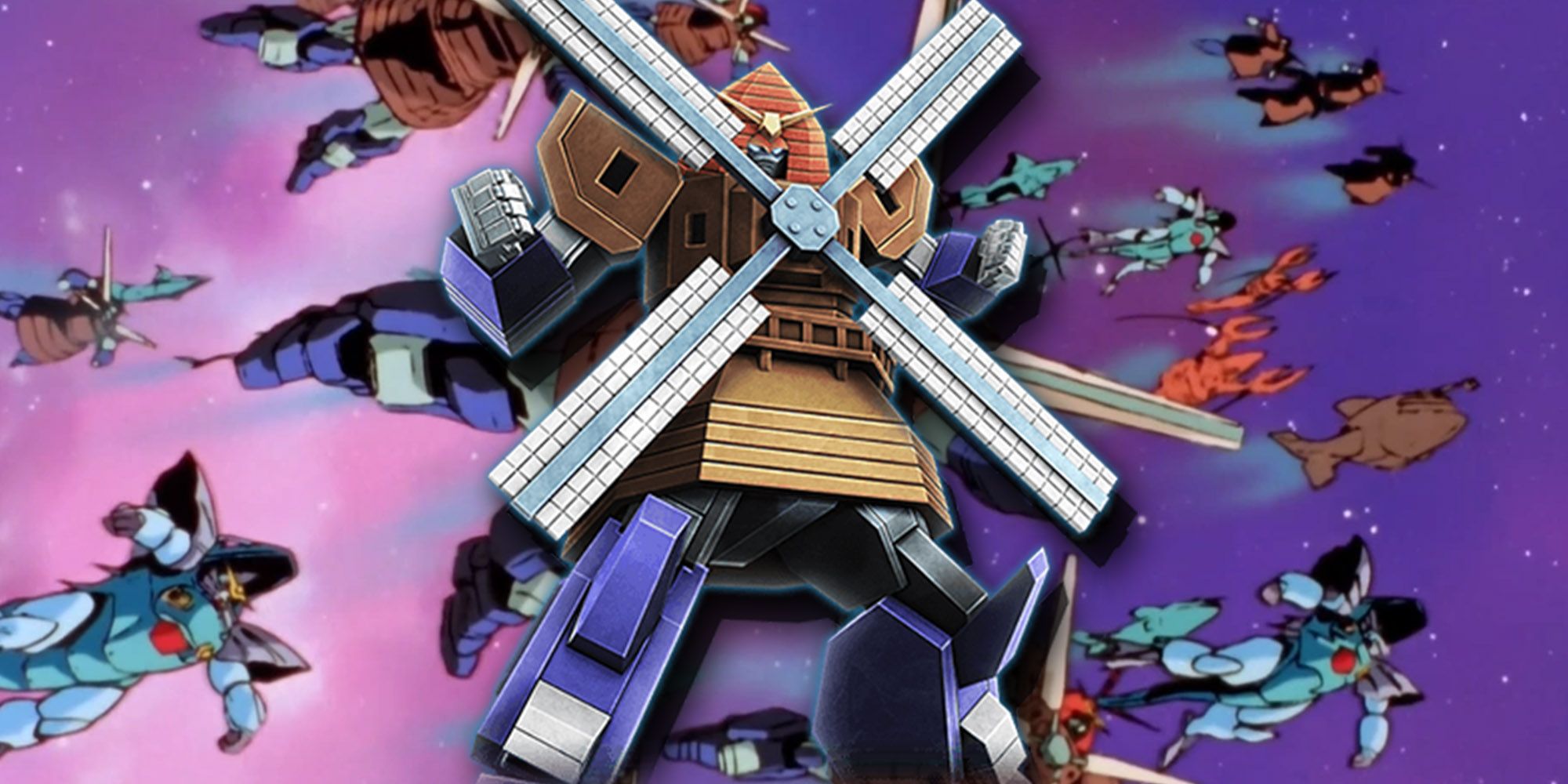 PNG Of Nether Gundam Over Image Of Mass Produced Nether Gundams Flying In Mobile Fighter G Gundam