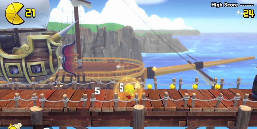 Pac-Man World Re-Pac side scrolling ship boss